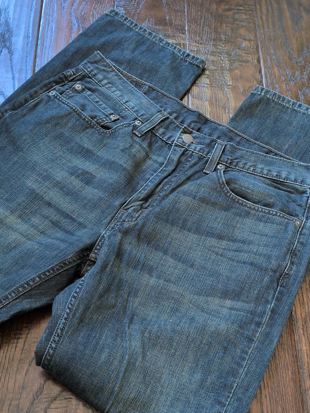 LEVI'S I Dark Blue 514 Straight Leg Lightweight Cotton Denim Jeans, 34W, 32L